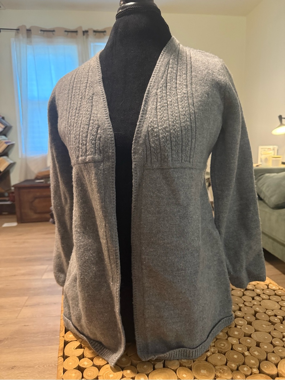 Saks Fifth Avenue Gray Open-Front Knit Cardigan